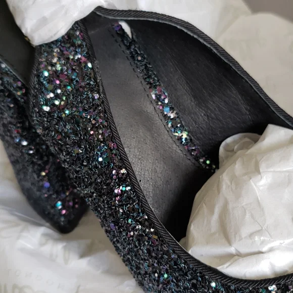 SHELLYS LONDON New Pumps Chic Heel Slingback Sandal Leather Lined Glitter Womens - Picture 13 of 14